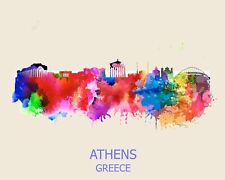 Athens Greece Skyline Cityscape Standard Mouse Pad Watercolor Art Painting picture