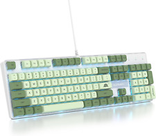 Full Size Green Mechanical Gaming Keyboard with Number Pad, Wired 100% Office NK picture