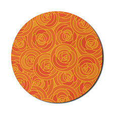 Ambesonne Orange Design Round Non-Slip Rubber Modern Gaming Mousepad, 8