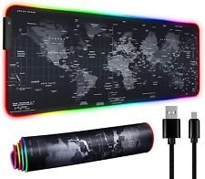 RGB LED Gaming Mouse Soft Pad Extra Large Oversized Glowing World Map 31.5X12''  picture