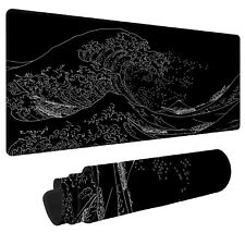 Japanese Sea Wave Large Mouse Pad Gaming, Anime Black Gaming Mouse Pad, Exten... picture