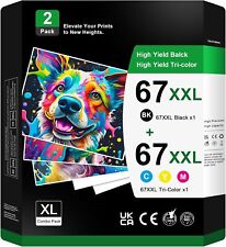 2PK 67XXL Black& Color Ink Cartridge for HP Deskjet 2752e 2755e Envy 6455 6455e picture