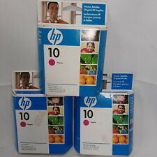 HP 10 Magenta Inkjet Print Cartridges C4802A Lot of 3 Sealed  New Old Stock Ink picture
