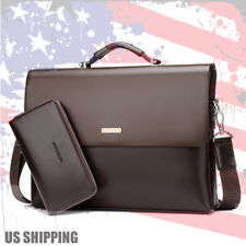 New Mens Leather Business Briefcase Bag Handbag Laptop Shoulder Bag picture