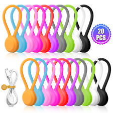 20Pcs Reusable Magnetic Cable Ties Multi-Color Silicone Clips Wire Organizers picture