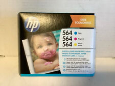 NEW HP 564 3-Pack CYAN/YELLOW/MAGENTA Ink Cartridges + Photo Paper J2X80AN picture