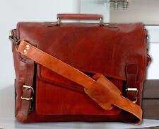 Vintage Leather LARGE Men's Laptop Bag Handmade Briefcase Messenger Satchel NEW picture