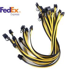 10PCS 20cm Quality 6pin to 8Pin (6+2Pin) PCI-E Cable 18AWG Mining Yellow & Black picture