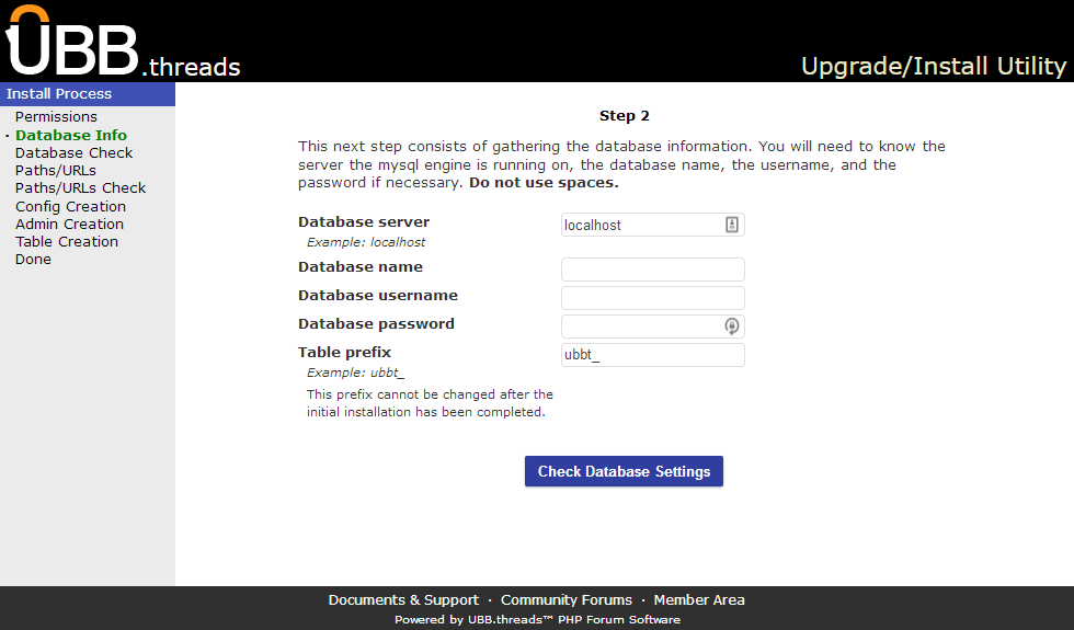 Click image to show larger version Database Info screen