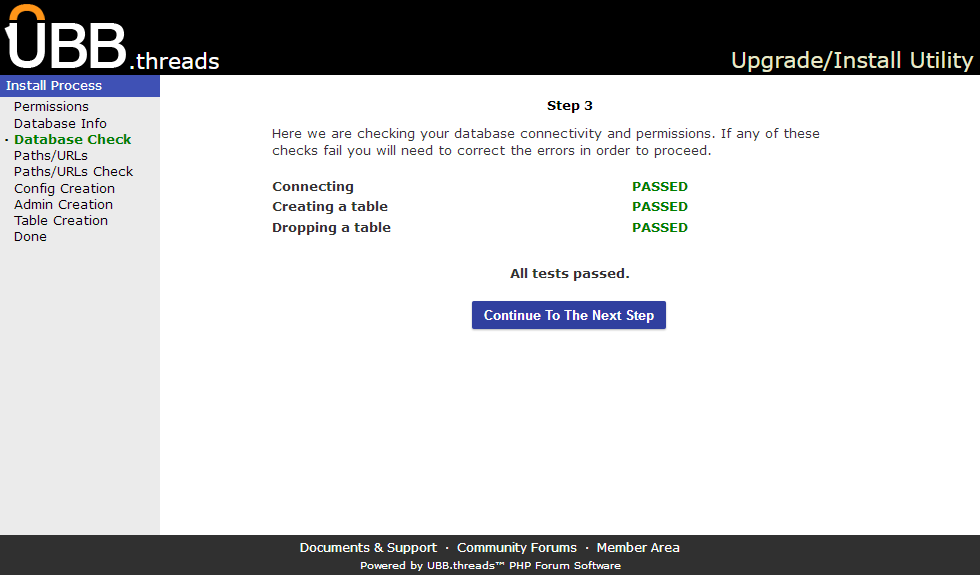 Click image to show larger version Database Check screen