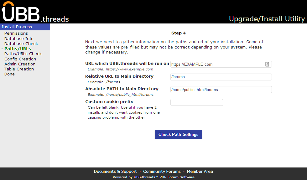 Click image to show larger version Paths/URLS screen