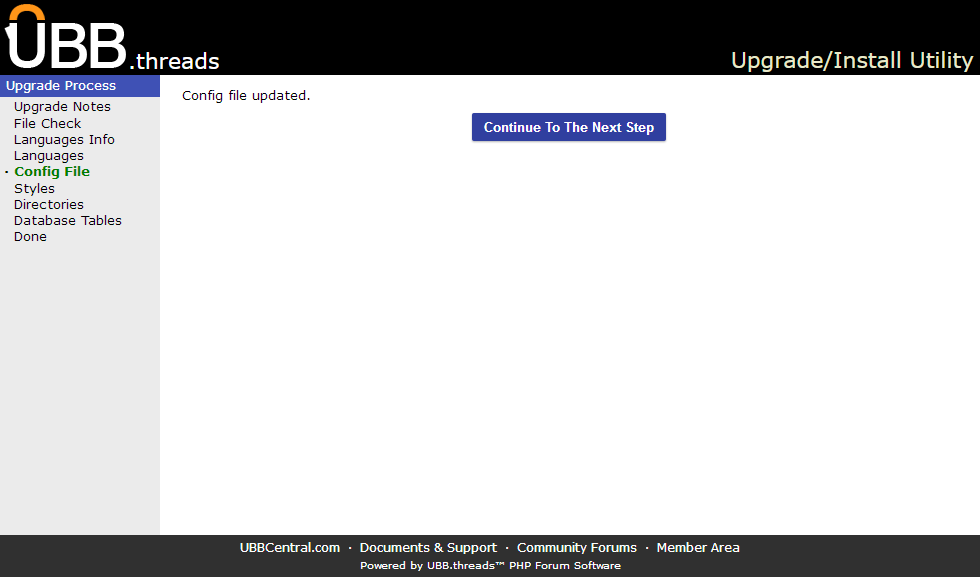 Click image to show larger version Config File screen