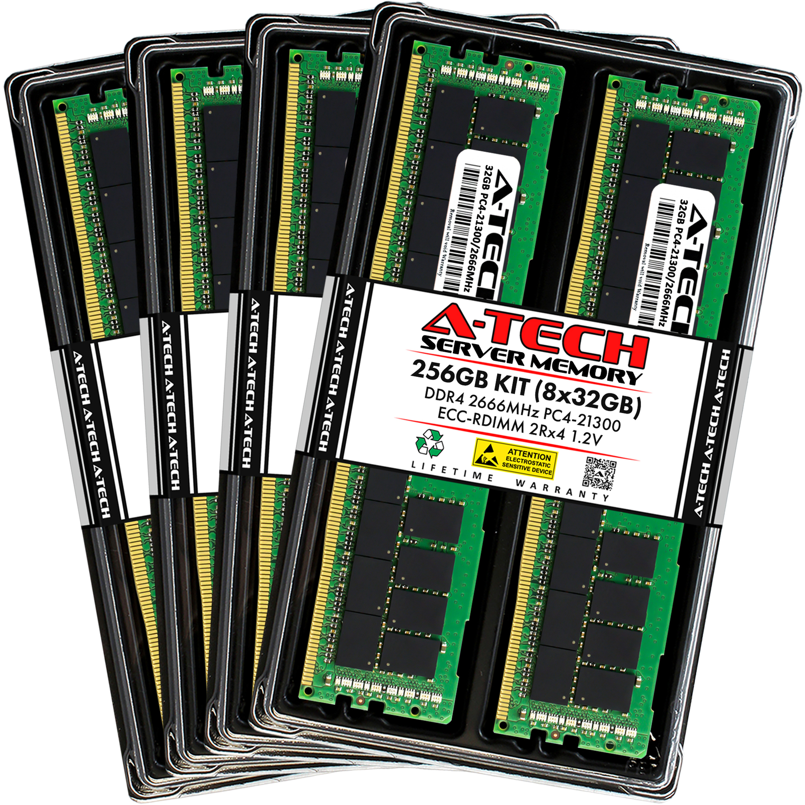 A-Tech 256GB 8x 32GB 2Rx4 PC4-21300R DDR4 2666 ECC REG RDIMM Server Memory RAM