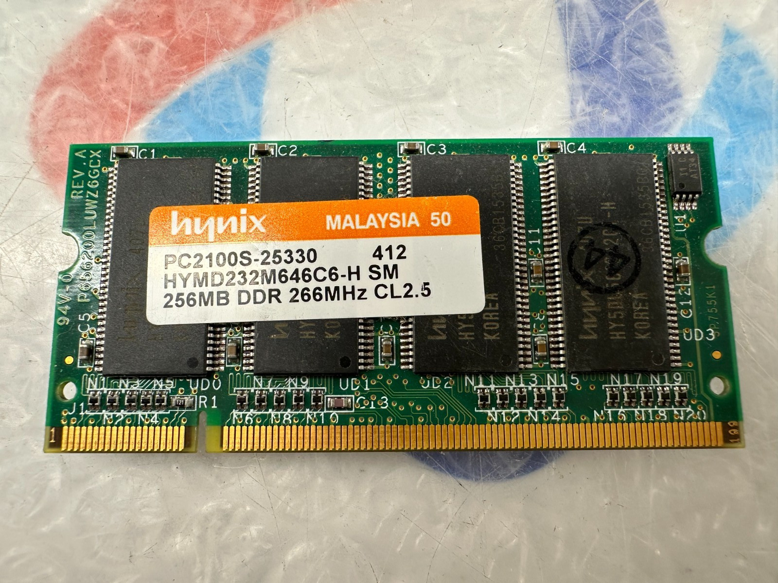 Hynix PC2100S-25330 HYMD232M646C6-H SM 256MB DDR 266MHz  CL2.5 Ram Memory