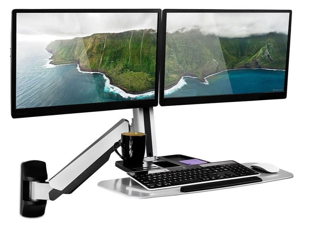 NEW - MOUNT-IT - Wall Mounted Dual Monitor Workstation MI-7906 - FREE S&H