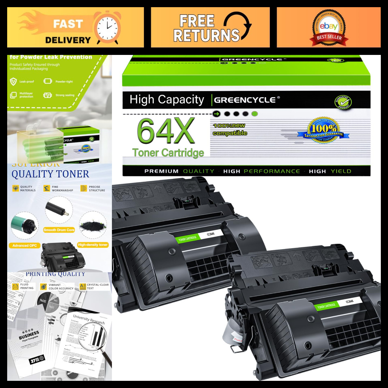 High Yield Black Toner Cartridge 64X Compatible for HP CC364X - Eco-Friendly Pri