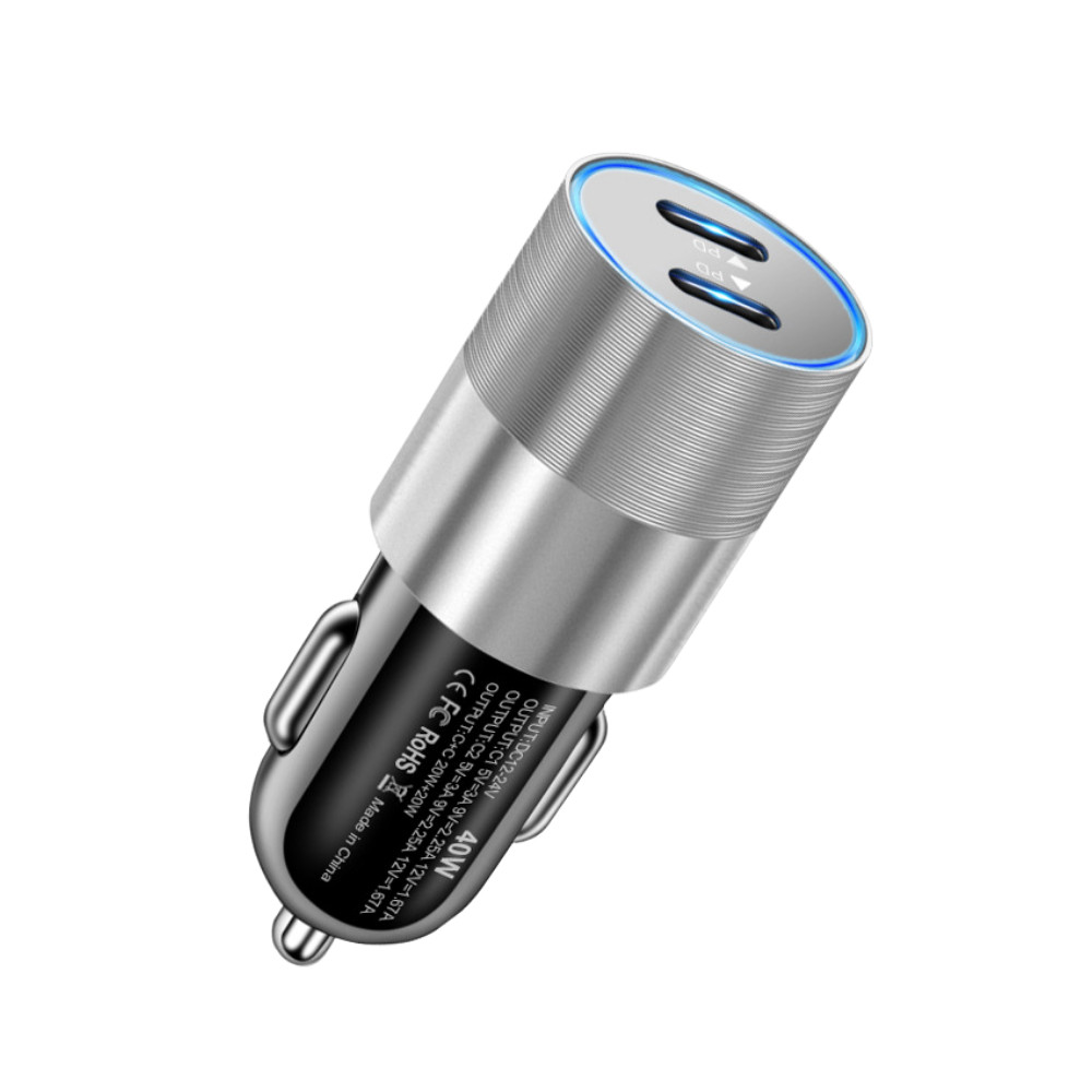 Dual USB PD Type-C Car Charger 40W Fast Adapter For iPhone 13 12 11 Pro Max XR 8