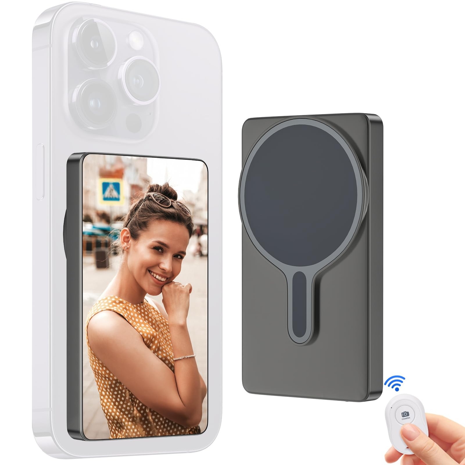 CONNOVA Phone Vlog Selfie Monitor Screen,Magnetic Mount Wireless Connection with