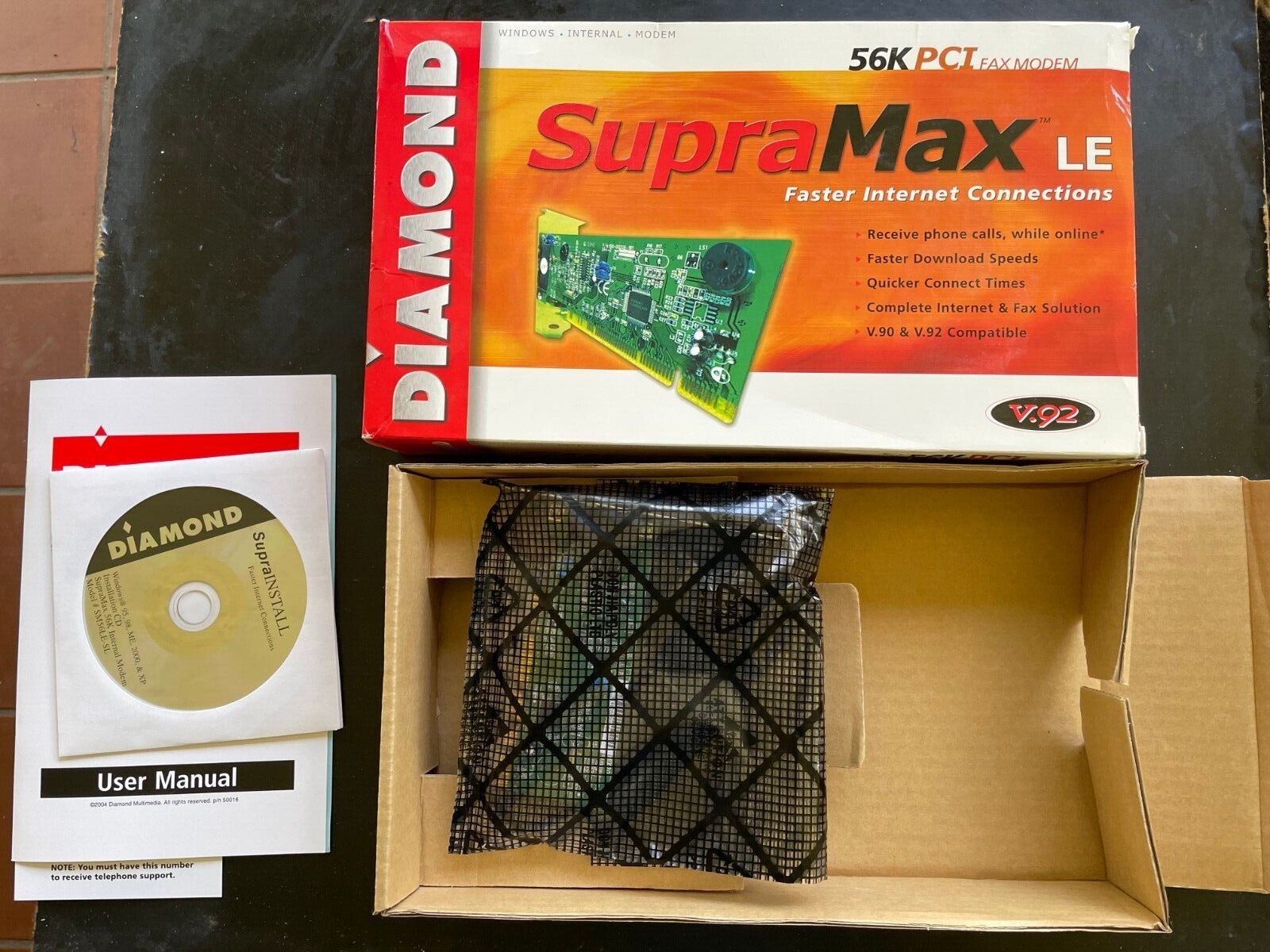 Diamond SupraMax LE 56K PCI Fax Modem Card V.92 SKU 90500031