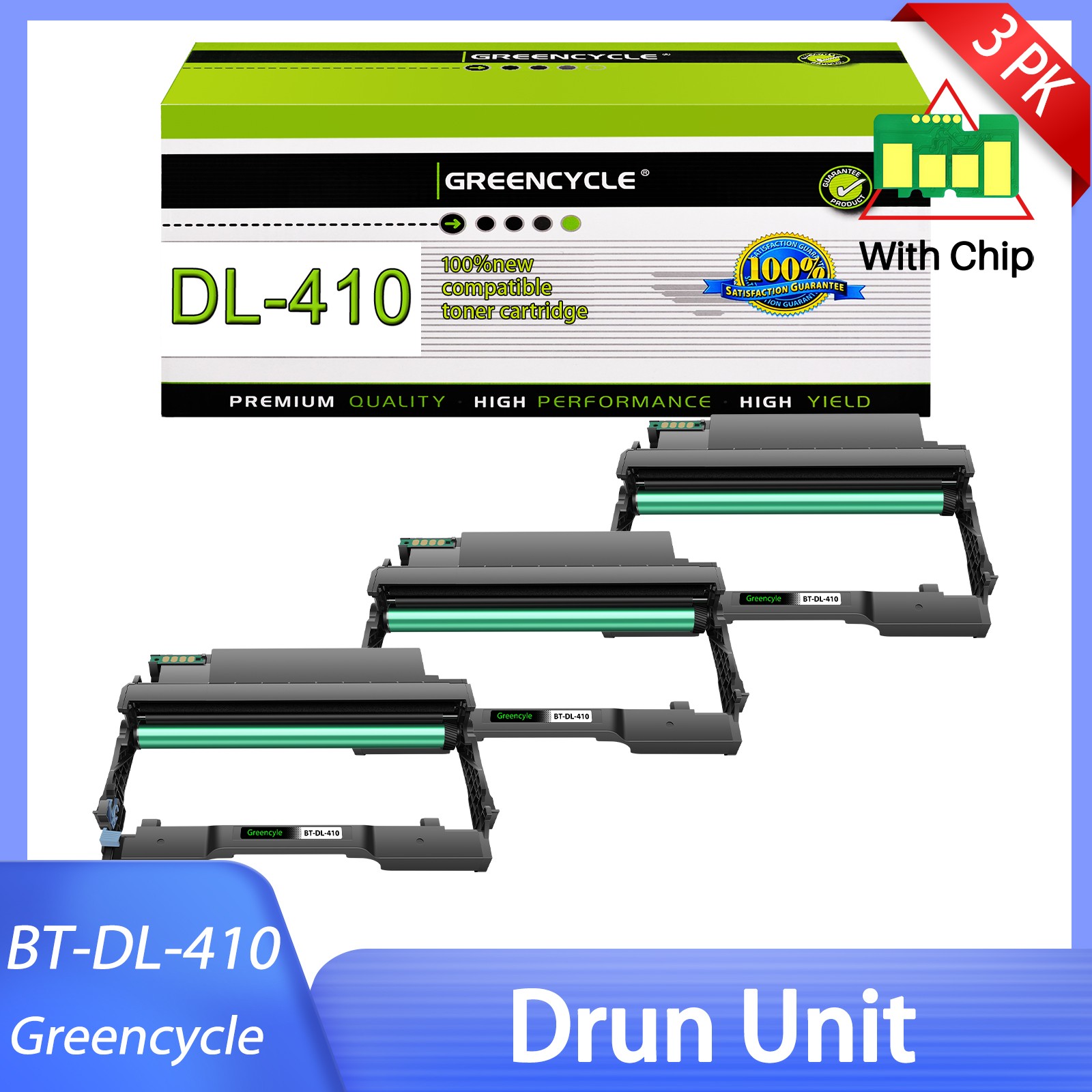 3PK Black DL-410 Drum Unit For Pantum DR410 P3302DN M7102DN M7100DN M6702DW