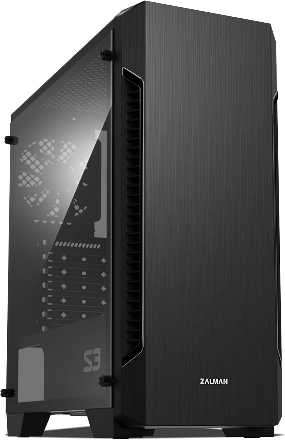 - S3 - ATX Mid-Tower PC Case - Full Acrylic Side Panel - 3X Case Fan
