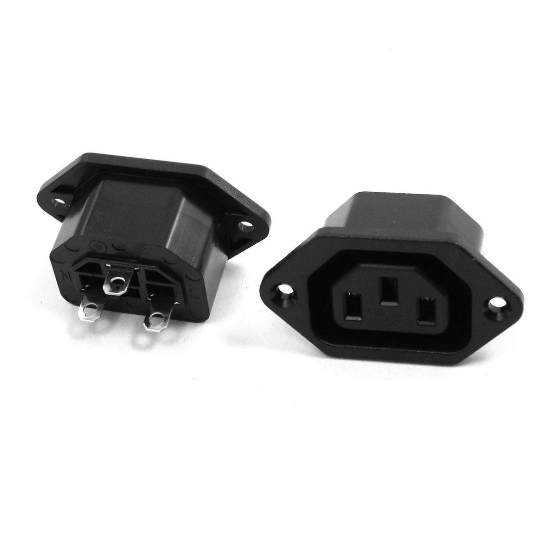 2 Pcs 3 Terminal IEC320 C13 Female Power Socket Connector AC 250V 10A