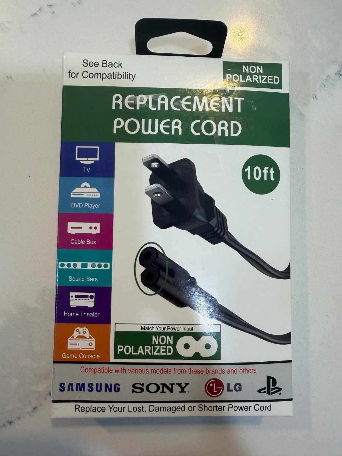 Xtreme Cable 10-foot Non-Polarized Replacement AC Power Cord