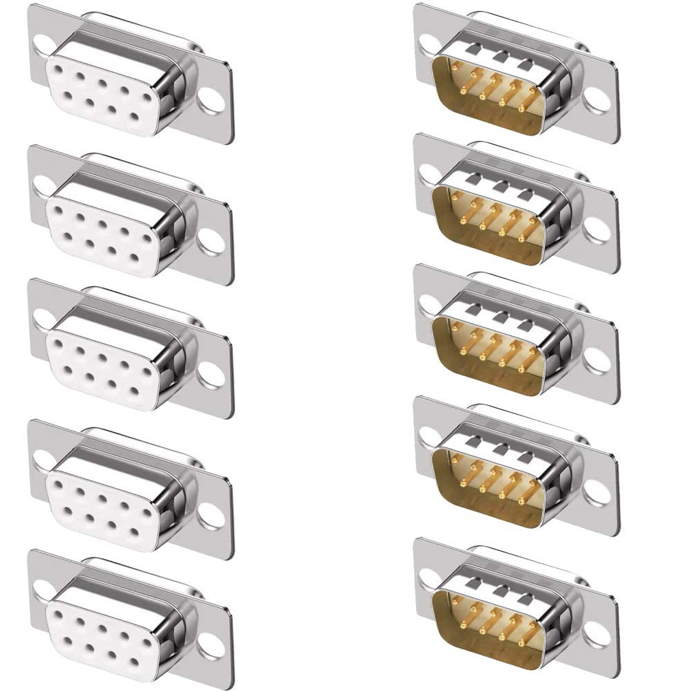 Gold Plated DB9 RS232 Serial Solder Cup Connectors 10PCS Gold Plated D Sub