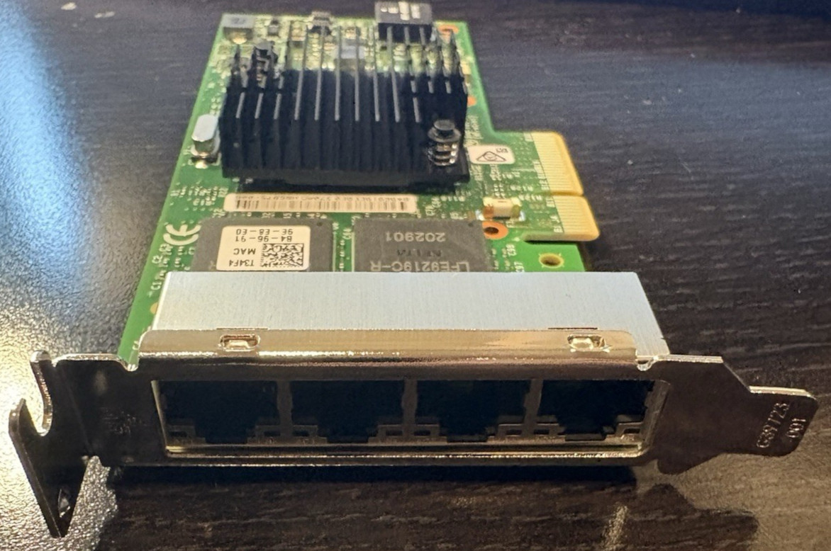 Dell 0T34F4 Intel I350-T4 Quad Port 1GbE RJ45 PCIe Low Profile Network Card