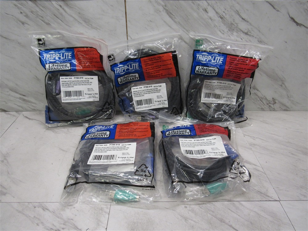 Lot of 5 New TRIPP LITE P780-010 10FT USB / PS2 CABLE KIT FOR KVM SWITCHES