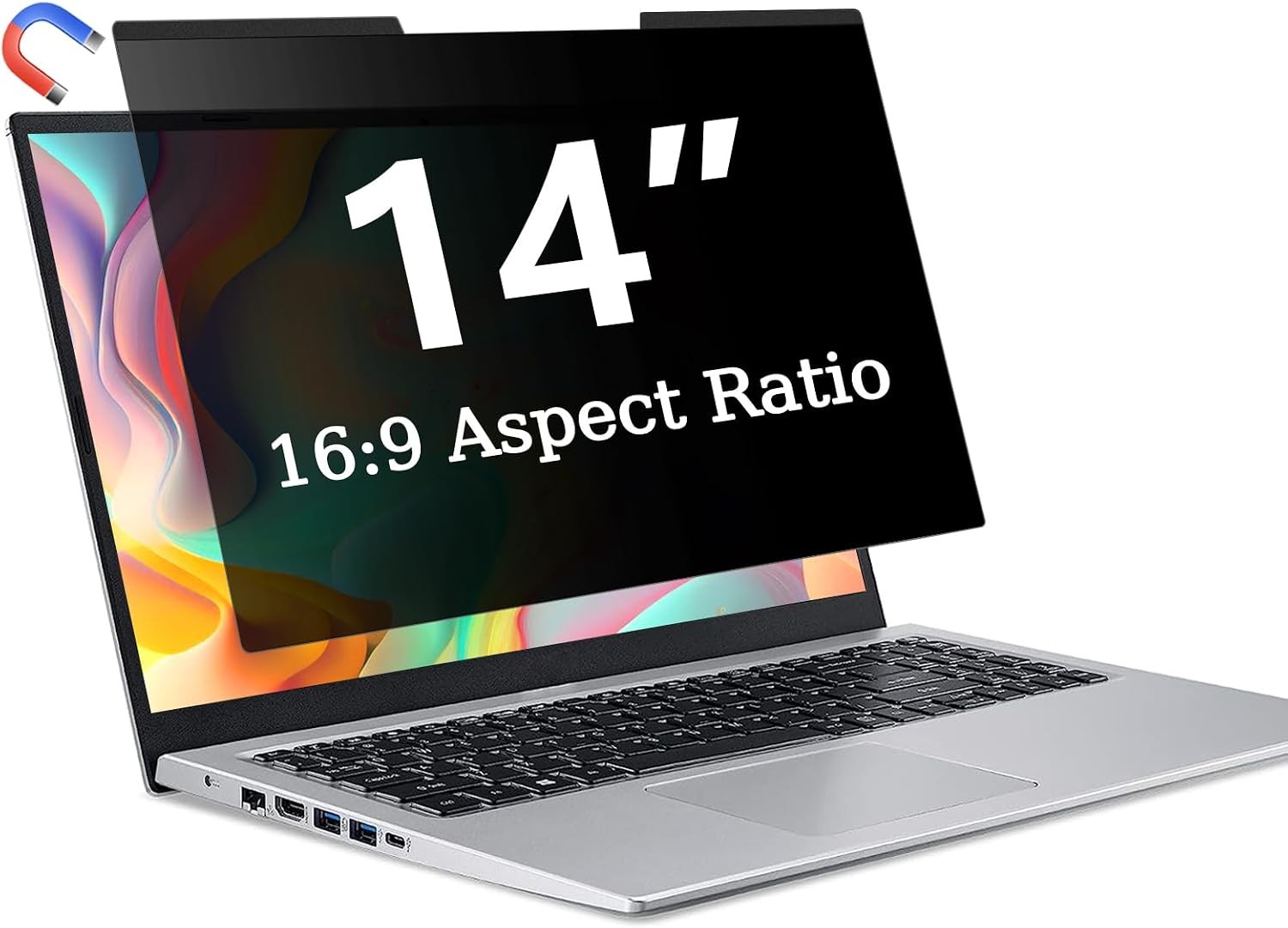 Magnetic Laptop Privacy Screen 14 Inch 16:9 Removable Privacy Filter