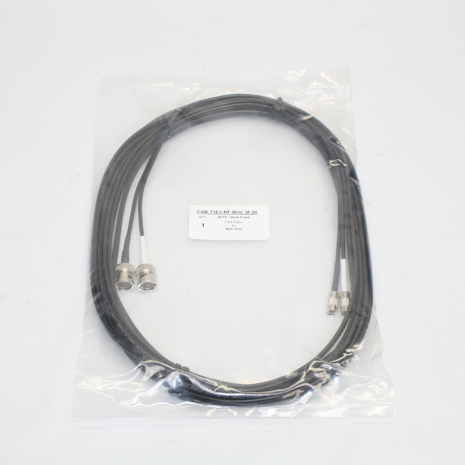 Dual Coax T3 E3 20ft Cable 1.0/2.3 Din to BNC male CAB-T3E3-RF-BNC-M-20