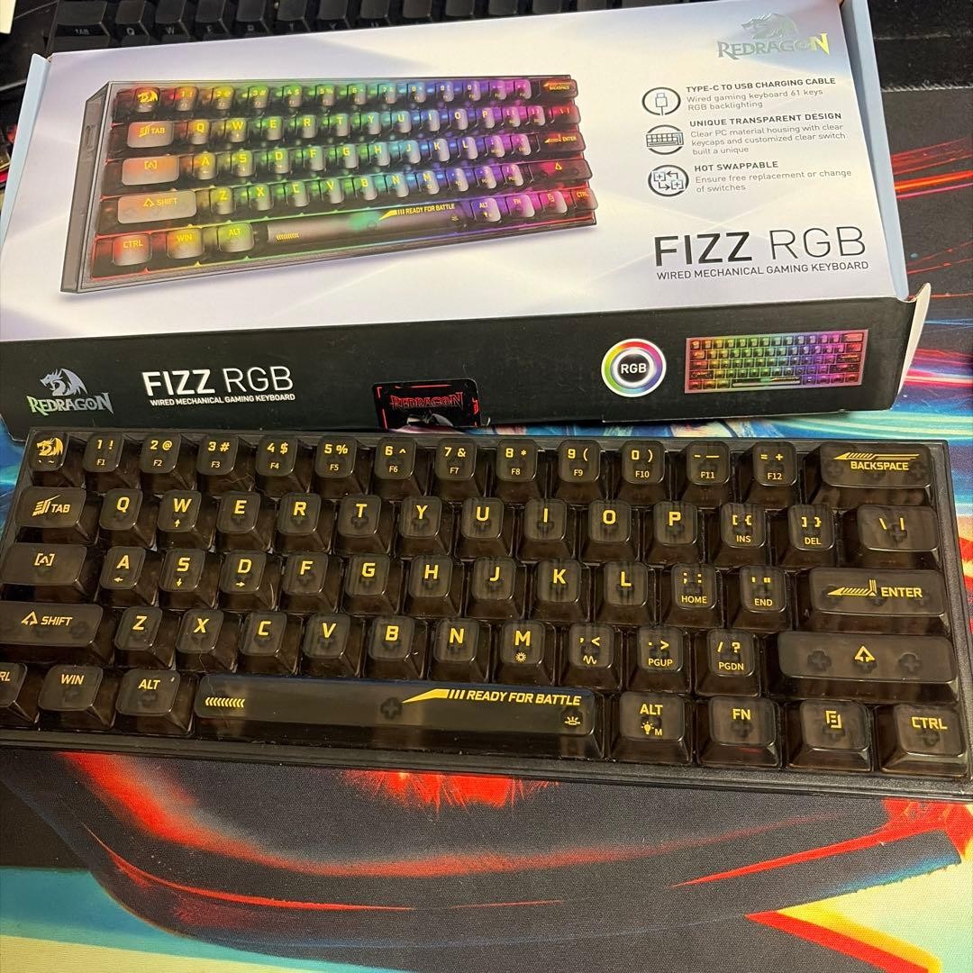 Redragon FIZZ RGB Gaming Keyboard Black JP Wired Used Tested