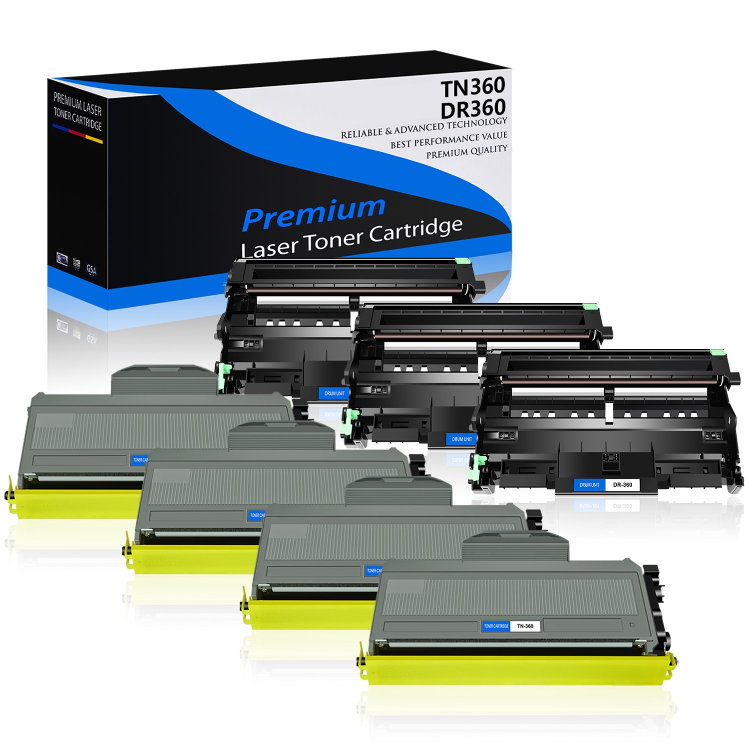 for Brother 4PK TN360 Toner +3PK DR360 Drum DCP-7030 DCP-7040 DCP-7045N HL-2170W