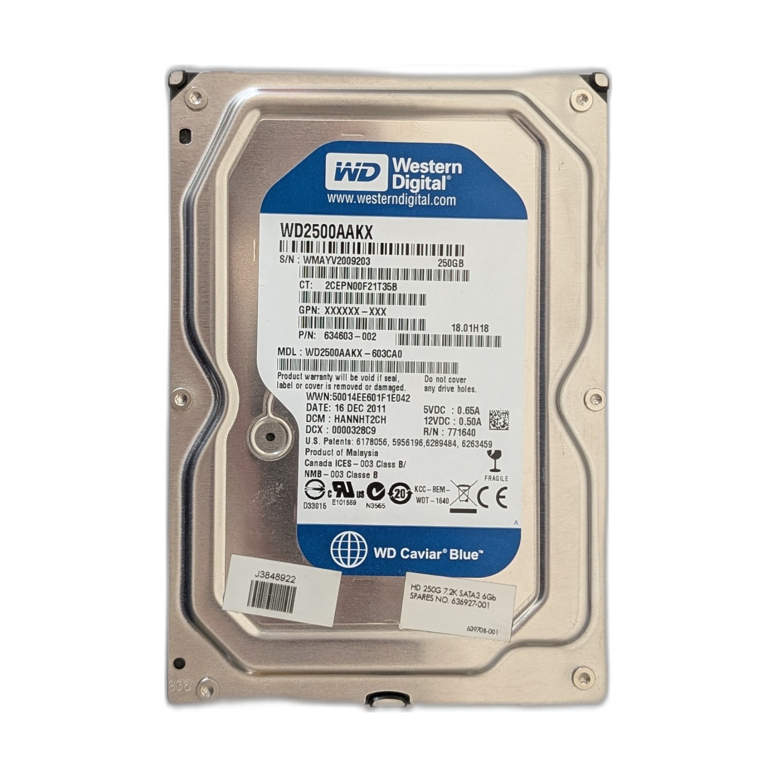 HP CAVIAR BLUE SATA 3 DESKTOP 256GB INTERNAL 3.5" 250GB 7200RPM HARD DRIVE
