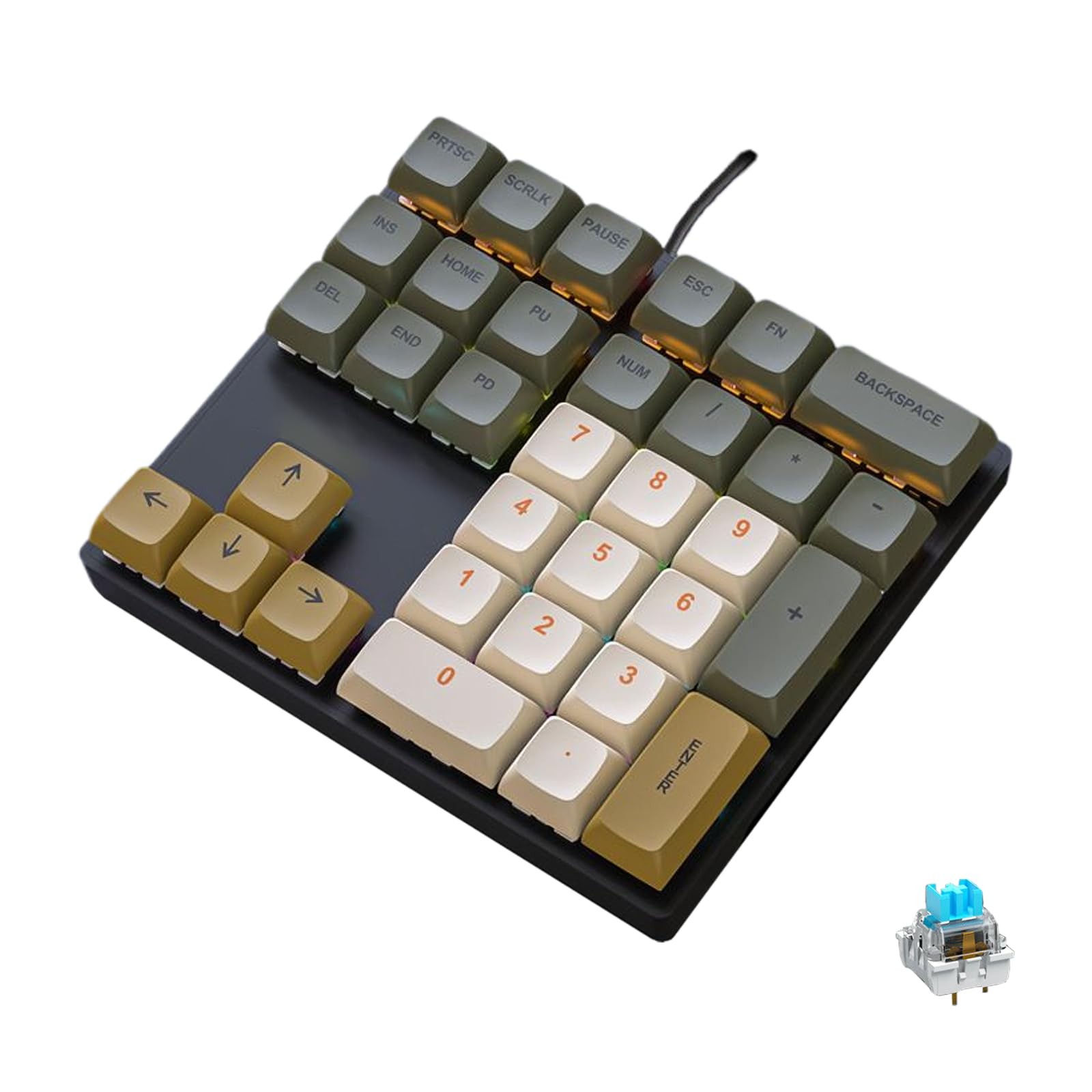 Mechanical Numpad Rainbow Backlit Blue Switches 33Key Numeric Keypad Laptop