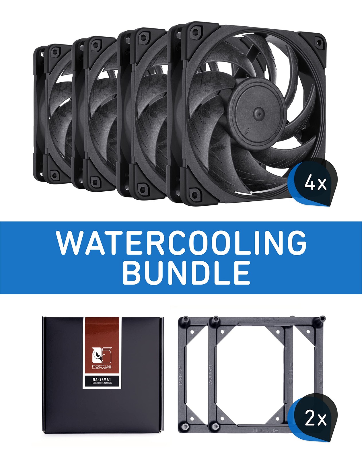Noctua Bundle: 4X NF-A12x25 PWM chromax.Black.swap, Premium Quiet Fan, 4-Pin...