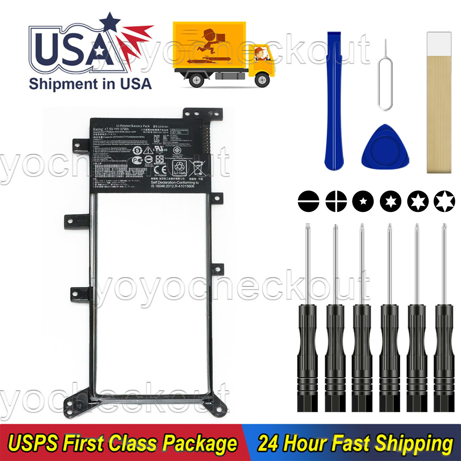 New C21N1347 Battery For ASUS A555 0B200-01200100 0B200-01200300 USA Shipping