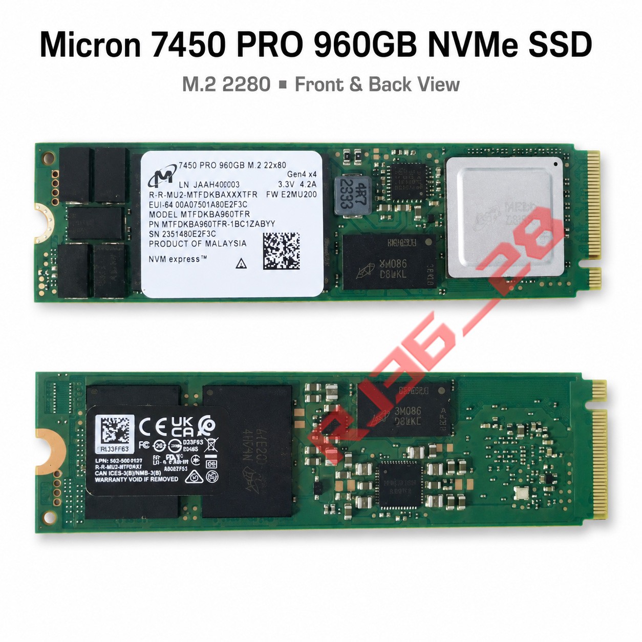 Micron 7450 PRO 960GB M.2 2280 SSD NVMe Gen4 x4 MTFDKBA960TFR-1BC1ZABYY