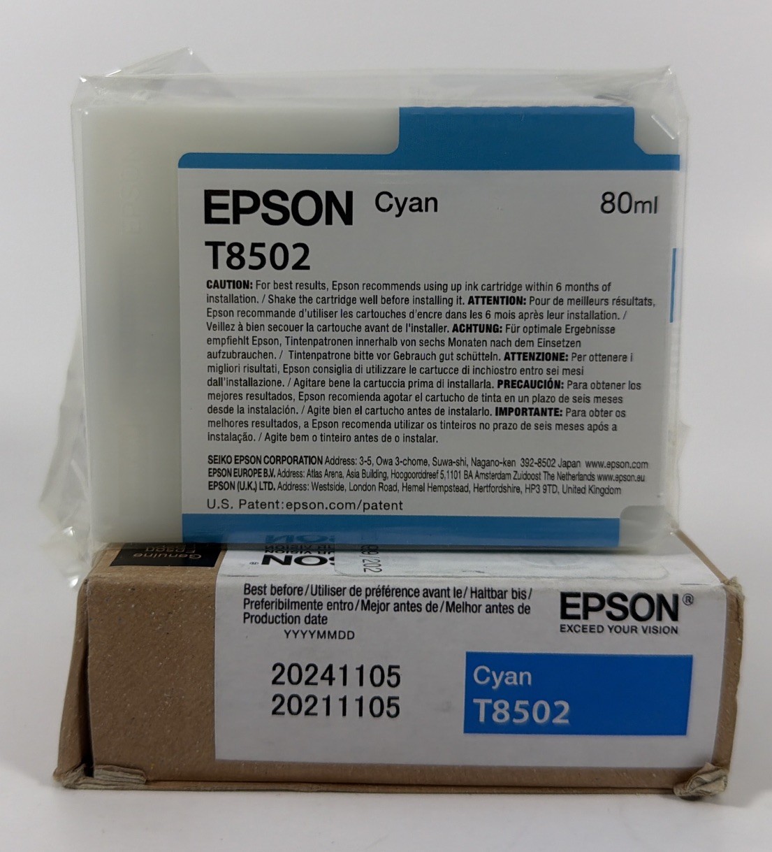 Genuine Epson T8502 Cyan Ink Cartridge for SureColor P800 Expired 2024