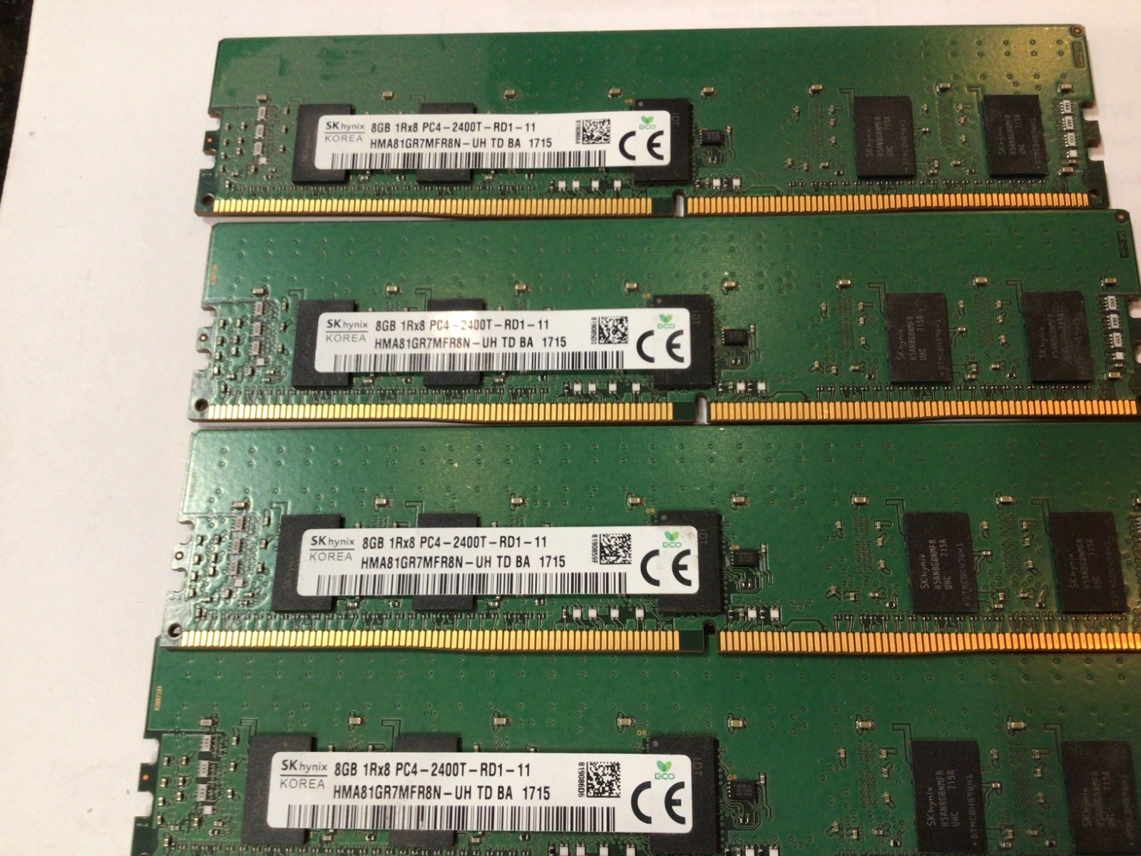 Qty 4 - 8 Gig ea 32 Gig Total Dell PC4-2400T-RD1-11 HMA81GR7MFR8N SKhynix