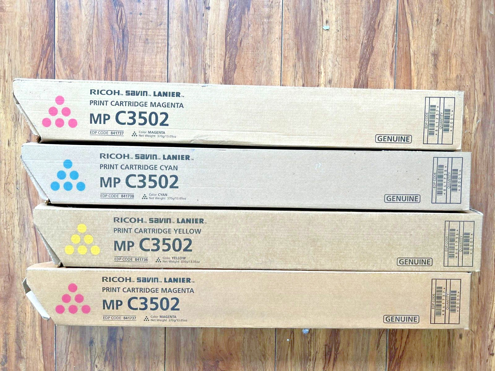 4x Ricoh Savin Lanier MP C3502 Toner Print Cartridge SET CYAN MAGENTA YELLOW