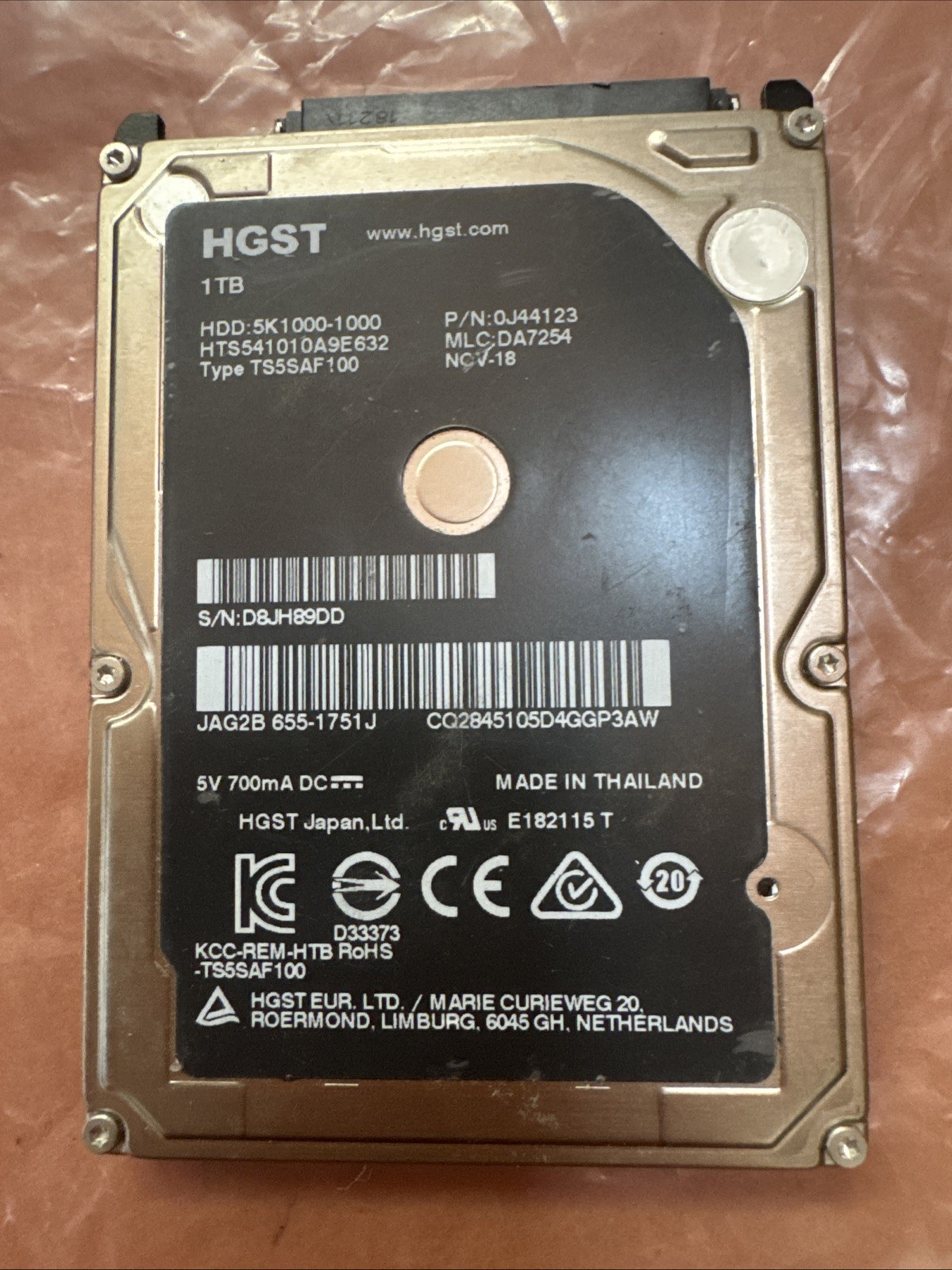 HGST 1TB 5K1000-1000 2.5" Hard Disk Drive HDD HTS541010A9E662 HTS541010A9E632