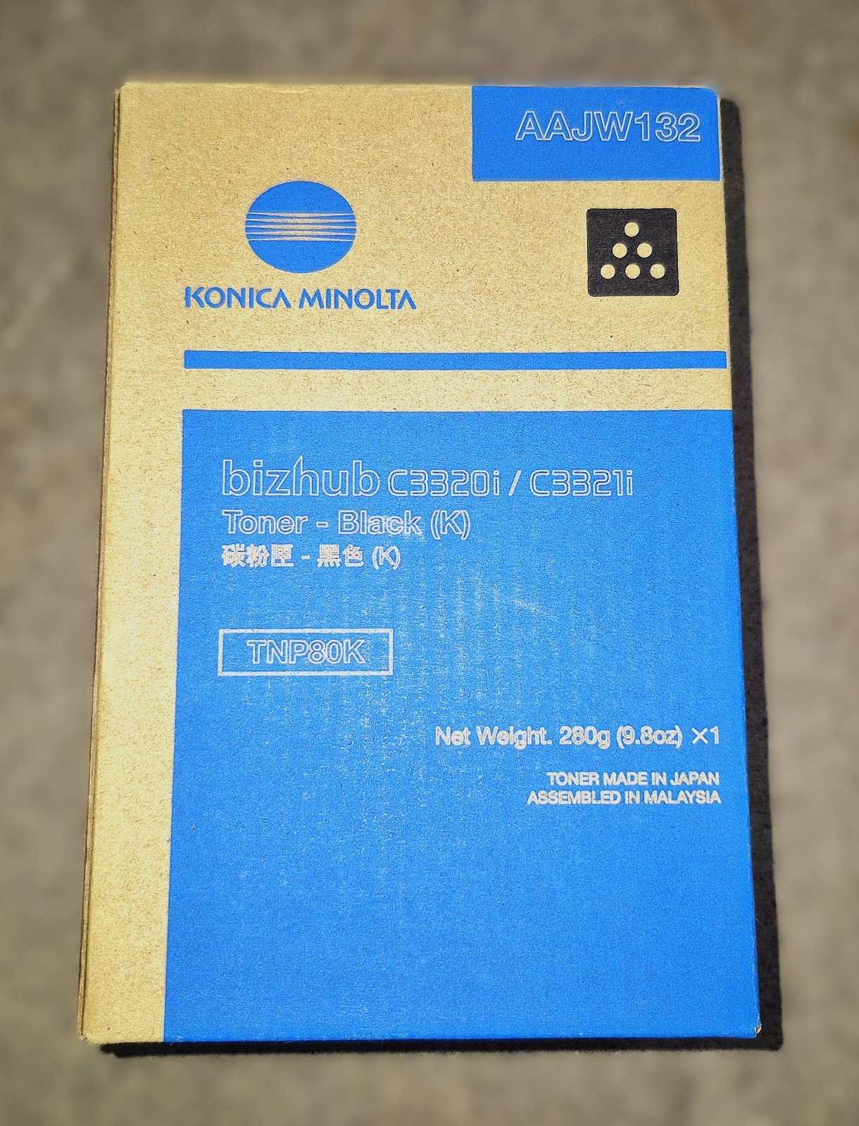 Genuine Konica Minolta TNP80K AAJW132 Black Toner Cartridge Bizhub C3320i/3321i
