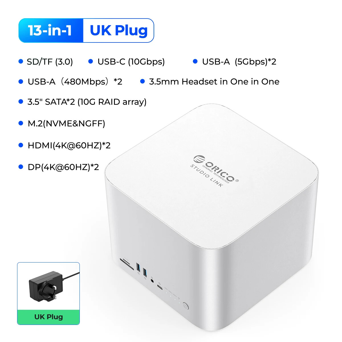 ORICO USB HUB HDD Enclosure Mac mini 3.5 SATA NVME M.2 SSD HDD Docking Station