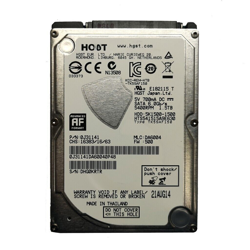 Compatible HGST 1.5TB HTS541515A9E630 7200RPM 32MB SATA 2.5" Laptop Hard Drive