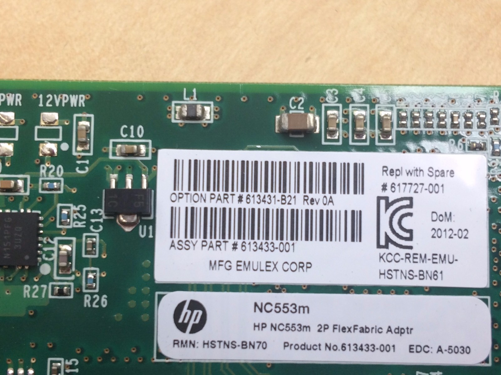 HP NC553M 10GB Dual Port FlexFabric Adapter 613431-B21 617727-001 613433-001 