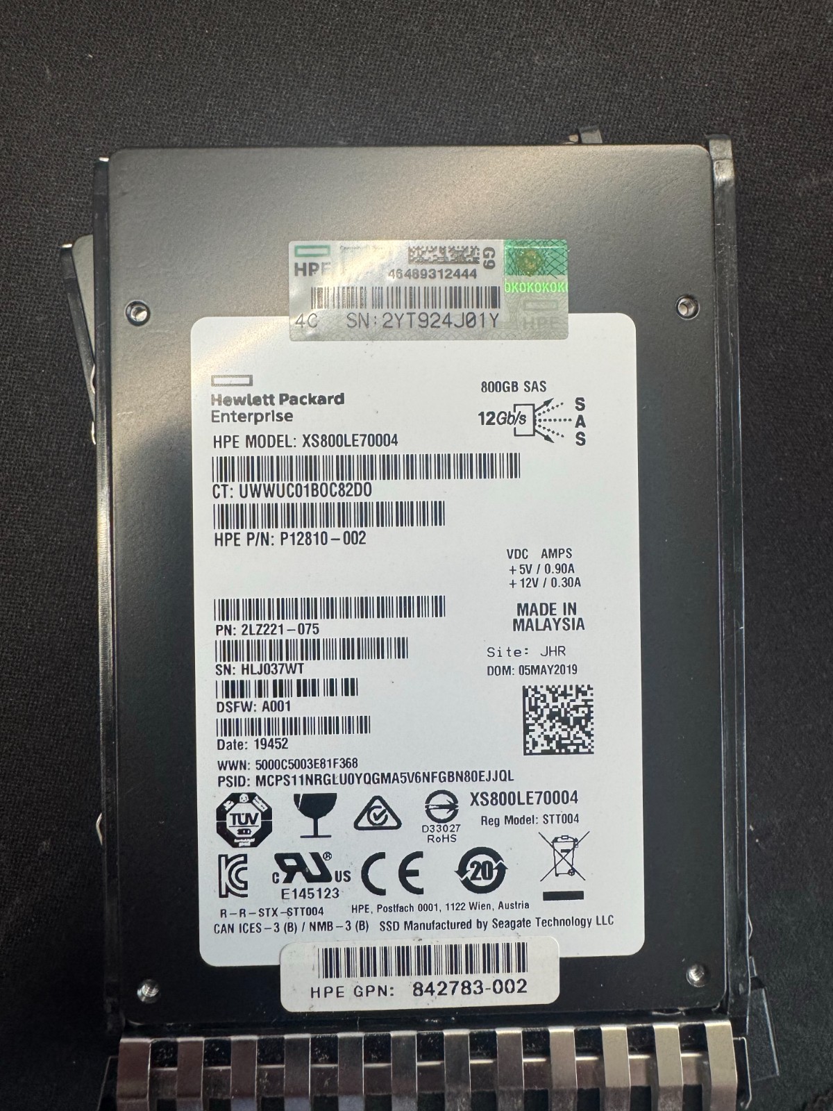 HPE MSA 800GB SAS 12G MU 2.5" SFF SSD 841505-001 N9X96A w/ Caddy MSA 2050 2040