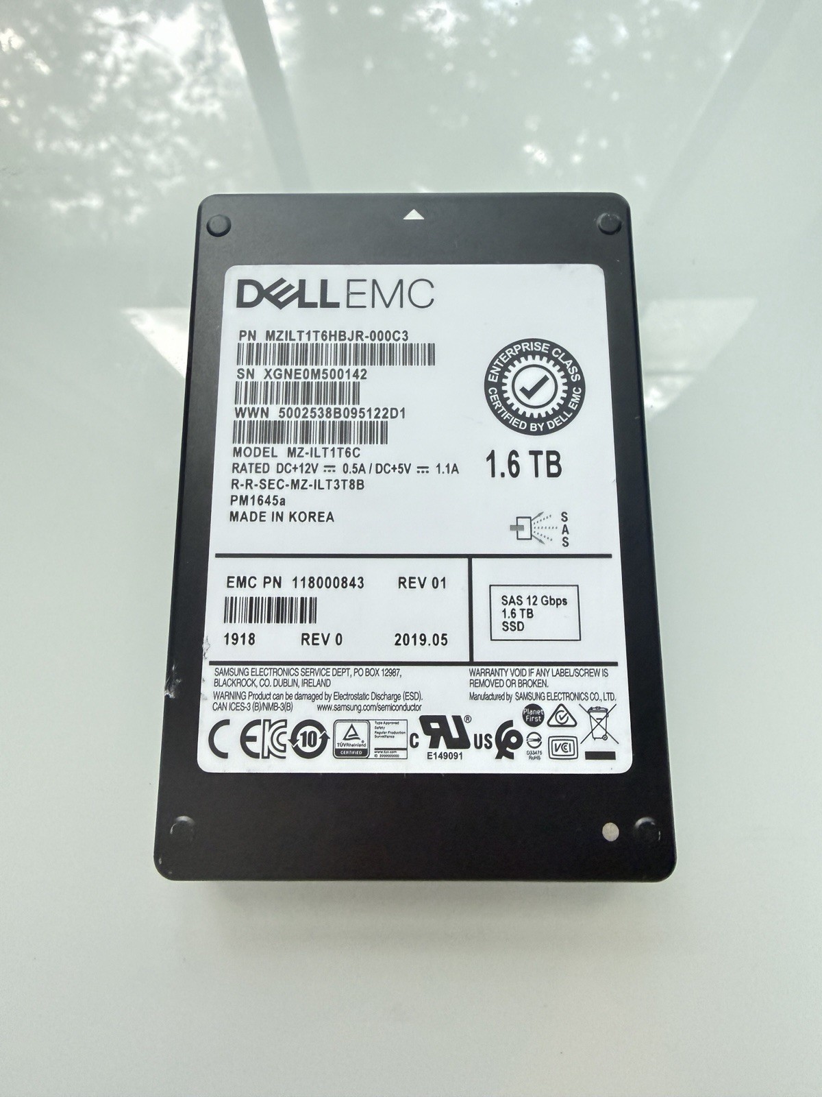 Dell EMC Samsung PM1645a 1.6TB SAS SSD – 12Gbps Enterprise Drive MZ-ILT3T8B 99%