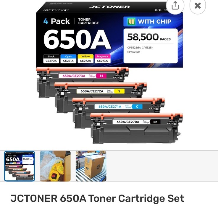 650a Toner Cartridges Pack Of (4) M-Y-C-B J.C.Toner